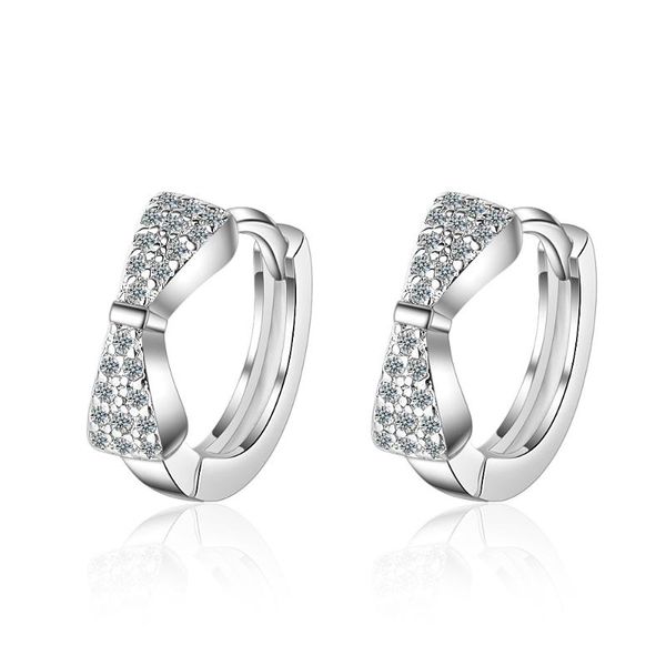 

trendy bowknot design silver rose gold color micro paved cubic zirconia small hoop earrings for women girl party jewelry, Golden