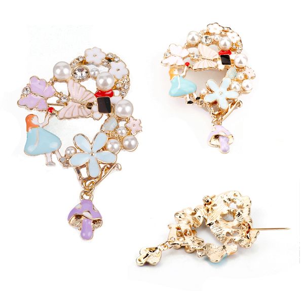 

mushroom butterfly flower brooches for women trendy jewelry shirts dress collar pins lapel brooch gift, Gray