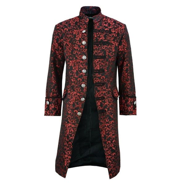 

plus size s-5xl winter trench coat men gothic steampunk vintage tailcoat frock uniform slim long warm men jackets and coats, Tan;black