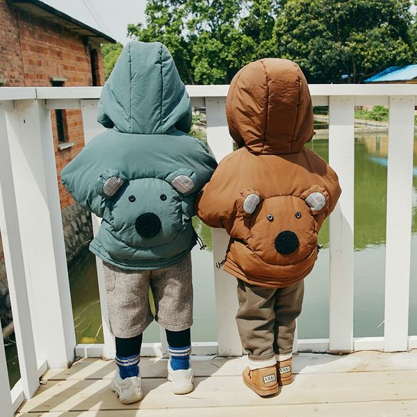 

2019 down jacket hooded jacket in the big white duck down boys girls length thickened children's, Blue;gray