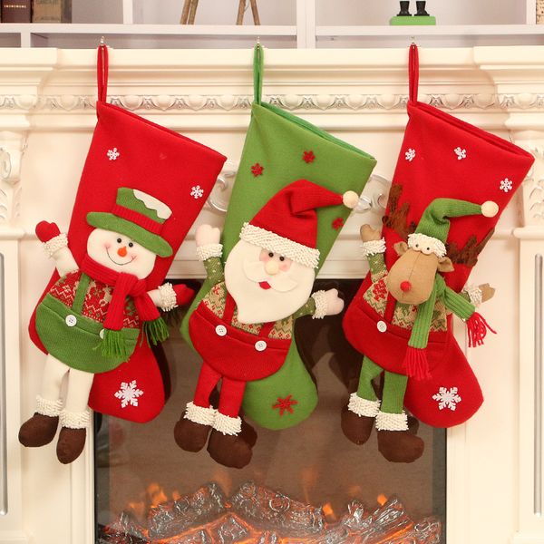 

20*50cm christmas decorations santa claus snowman elk bear socks christmas stocking gift bag candy bag tree hanging ornaments 27