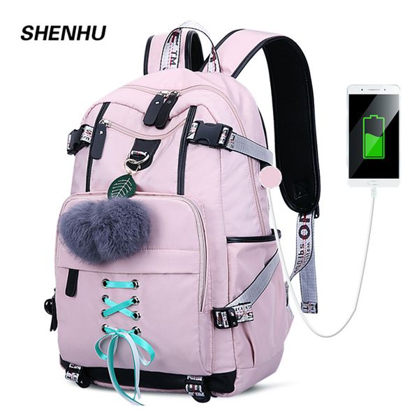 

shenhu 2019 new lapwomen backpack external usb charge computer backpacks anti-theft waterproof school bag for teenage girls