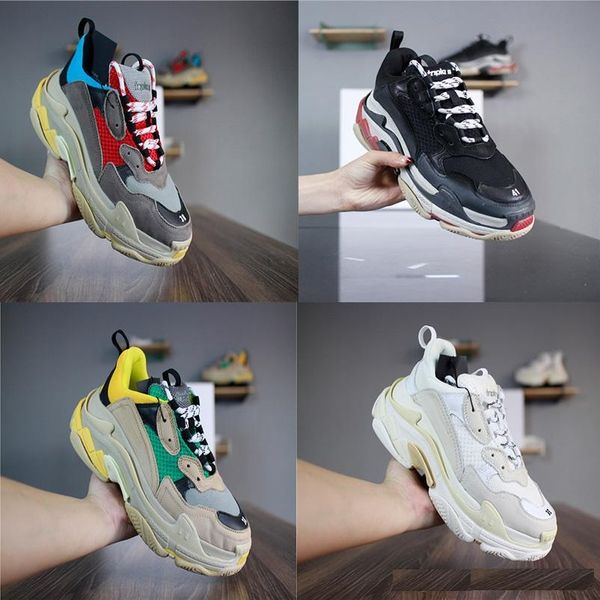 

paris triple-s designer luxury shoes low sneakers triple s men women designer sports casual shoes size 36-45, Black