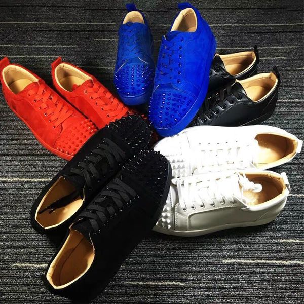 

bottom designer sneakers red new shoe 2019 low cut suede spike luxury shoes for men and women shoes party wedding crystal leather sneakers