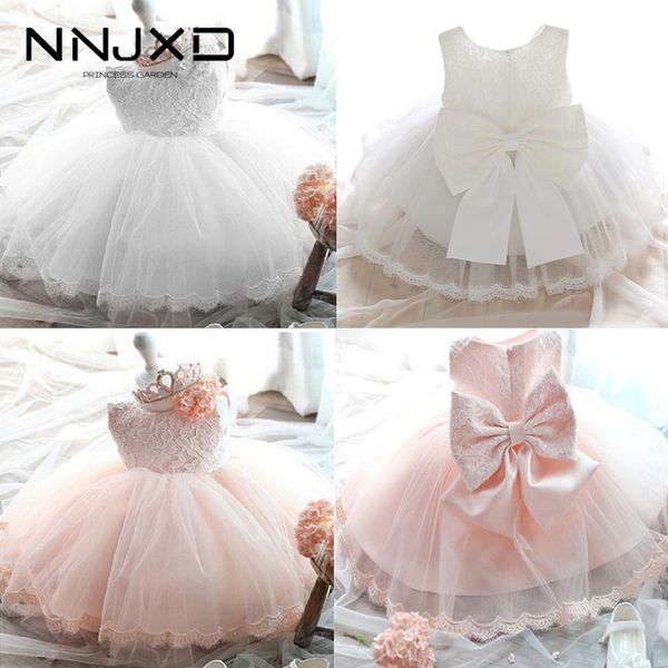 

girl's dresses 12m 18m baby girls christening dress birthday party gown infant girl clothing toddler kids lace wedding big bow, Red;yellow