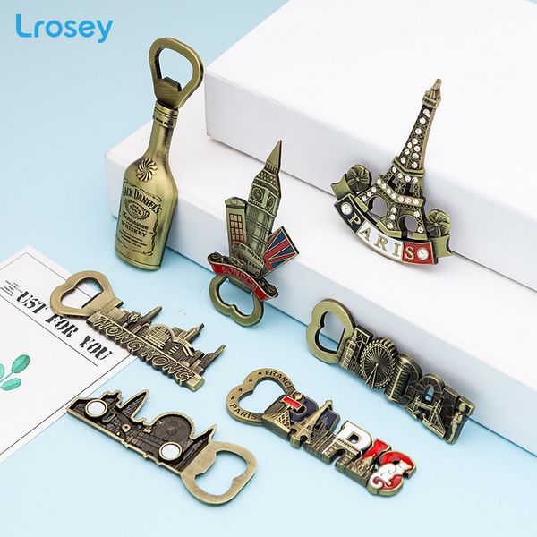 

3d bottle opener fridge magnets england london swiss metal refrigerator magnets home decor french tower european message holder