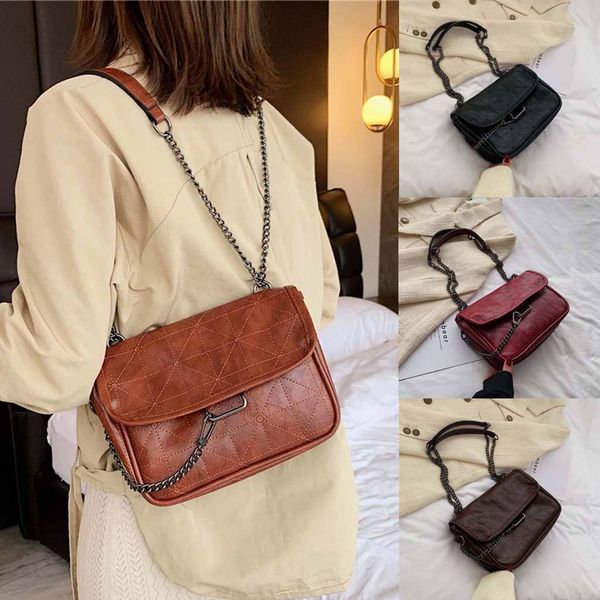 

solid color vintage leather crossbody bags for women 2019 winter shoulder bag elegant women handbag exquisite girls original#35