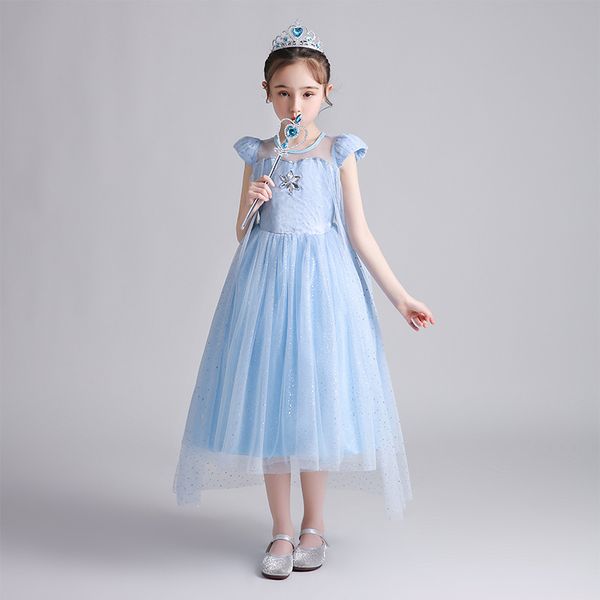 

snow queen dress sequins princess dress blue snow queen cosplay clothing snowflake halloween party, Red;yellow