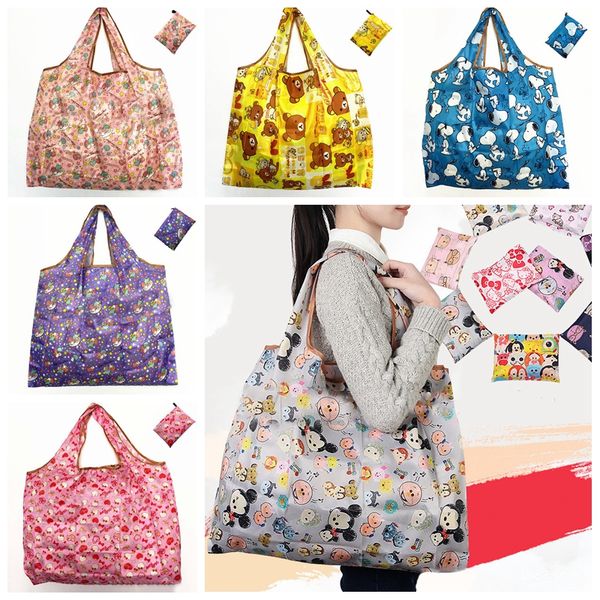 

nylon waterproof folding shopping bag handbags travel large capacity portable eco friendly storage grocery reusable tote bags bh2195 cy
