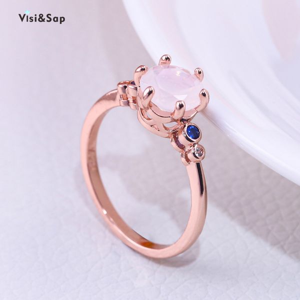 

visisap micro set матовый циркон opal кольца обручальное кольцо женщины розовое золото цвет простые fine jewelry dropshipping b2827, Slivery;golden