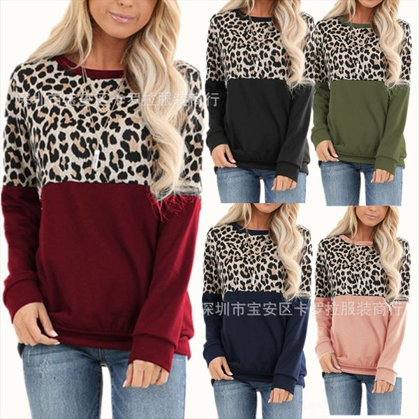 

2019 autumn stitching printing round collar long sleeve women's t-shirt 2019 autumn stitching printing round collar long sleeve women&#, White