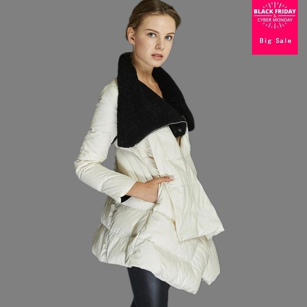 

2019 зима новый бренд моды стиль плащ 90% утка вниз куртка модная женская с высоким воротником пальто перо наполнитель пальто w1236, Black