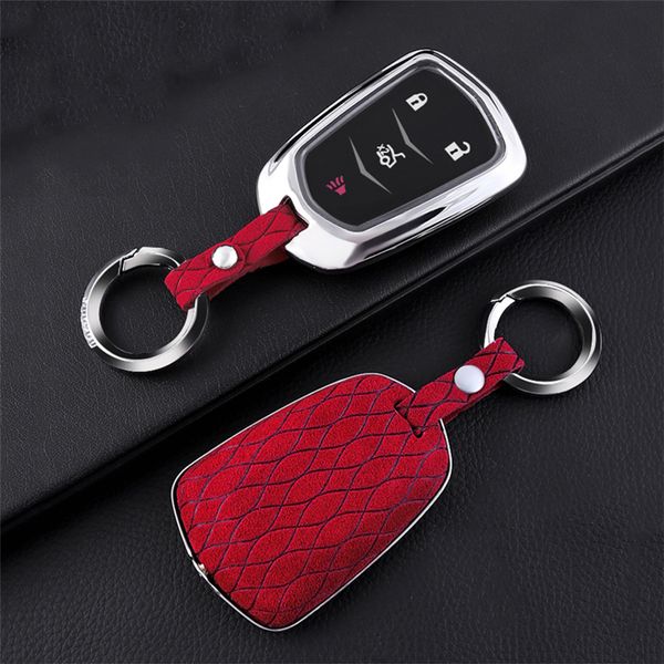 

suede fur leather car key case full cover for escalade xts ats cts srx ct6 ats-l xt5 ats 2015-2018 auto accessories