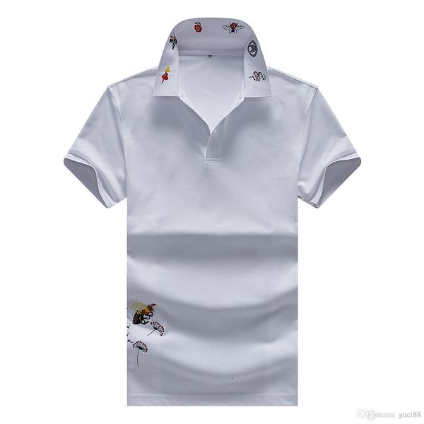 

новая италия бренд дизайнерских рубашки поло мужчины случайного поло рубашка змея пчелиной цветочная вышивка полоса польос мода рубашка клас, White;black