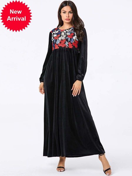 

mc209101 большого размера женщины черного рукав arabian повседневного gold velvet long мусульманской абой платье оман химар вышитый, Red