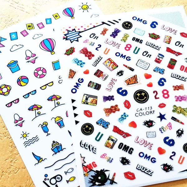 

stickers & decals est ca80 113 characters design nail art sticker decal stamping back gule diy decoration for, Black