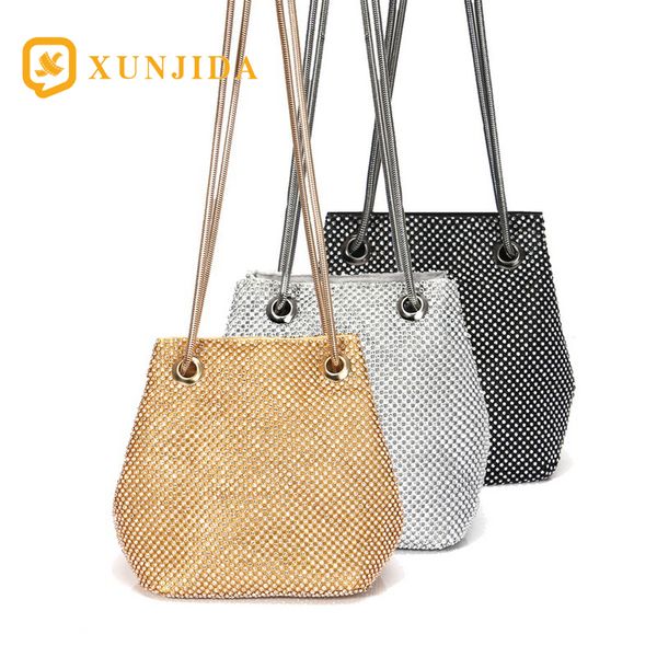 

xunjida 2020 new women evening bag rhinestone bucket bag bling bride wedding shoulder clutch handbag purse wallet party