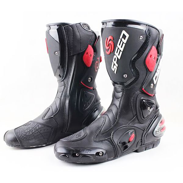 

motorcycle boots men speed 4 seasons protective gears moto shoes black red white motorcycling boot motocross boots