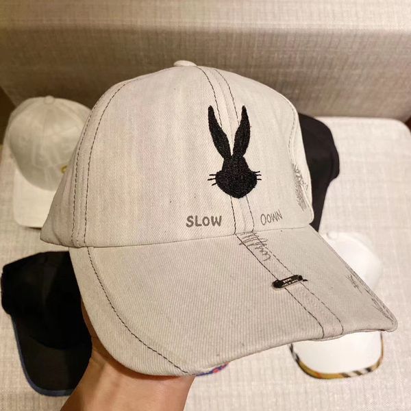 

2020 summer high version bunny embroidered graffiti old washed denim female cowboy hat baseball cap baseball cap fashion, Blue;gray