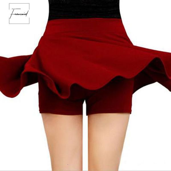 

solid school mini skirt with shorts a line high waist short skirts 2019 summer fashion preppy style womens girl skirt, Black