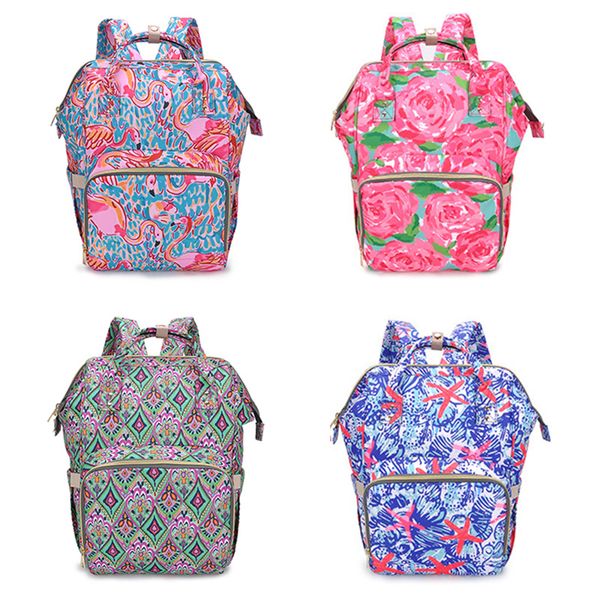 

new floral mummy backpacks flamingo printing baby diaper backpacks mommy feeding bags nappy mother maternity backpacks diaper bags 06