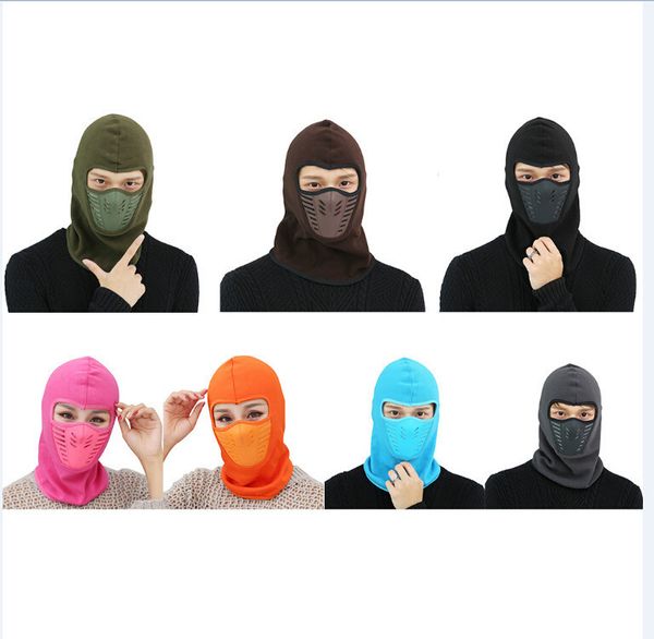 

cycling winter fleece warm full face cover anti-dust windproof ski mask snowboard hood anti-dust bike thermal balaclavas scarf, Black