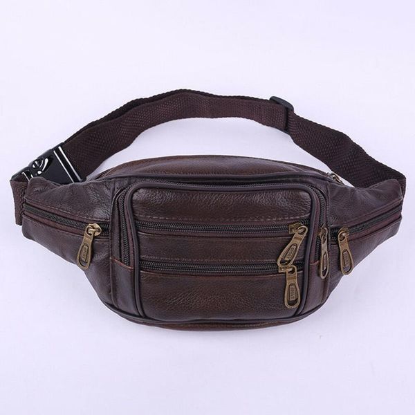 

vintage fanny pack british style men's waist bag pu leather fashion solid color belt bag purse