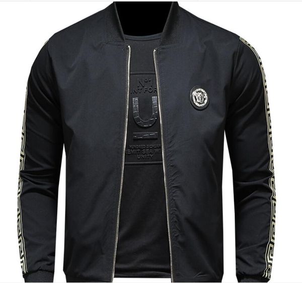 

xxsl versace autumn new mens jackets luxury light and thin jacket casual stand collarr jacket plus size m-6xl, Black;brown