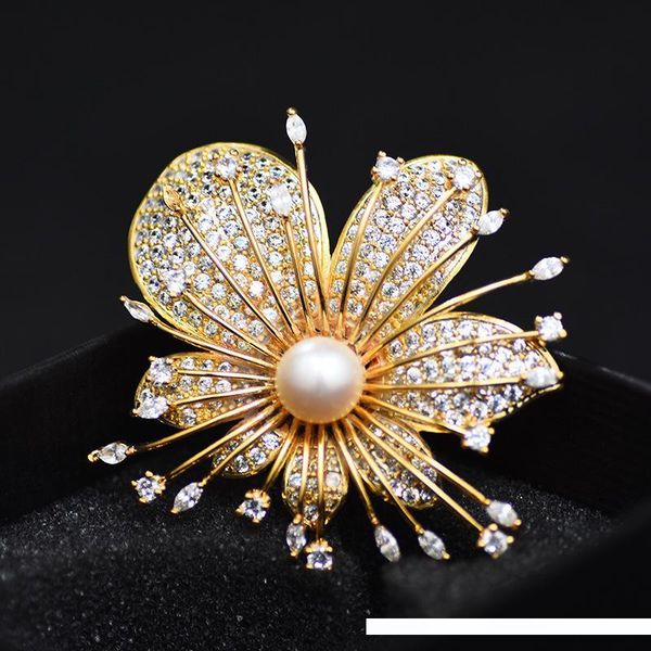 

flower orchid brooches jewelry for women 2019 new fashion wedding brooches pins brand crystal corsage pin wholesale, Gray