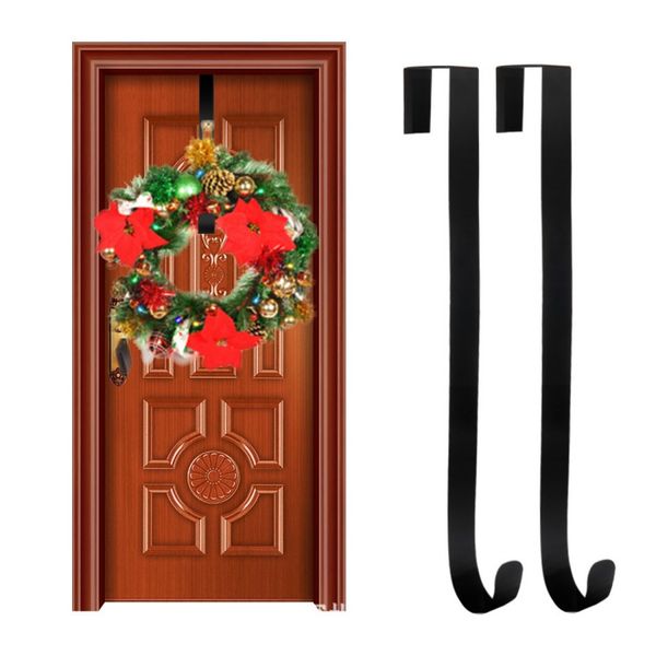 

2pcs 15-inch metal wreath hanger over the door hooks christmas garland holders seasonal home storage organizer