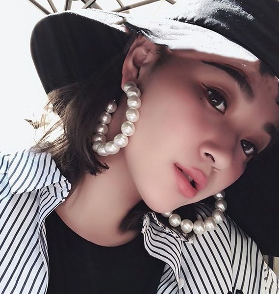

charm fashion jewelry trendy big hoop earrings for women round pearl exaggerated elegant style club party earing oversize, Golden