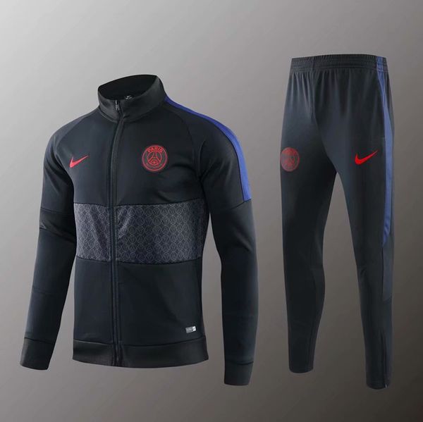 

19 20paris naples real madrid inter milan 2019 2020 suit football jacket sportswear clothes jogging atletico madrid soccer wear kit, Black