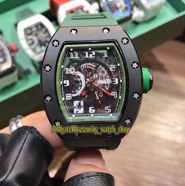 

version rm030 ceramic case skeleton date dial japan miyota automatic mechanical rm 030 mens watch rubber strap sport designer watches, Slivery;brown