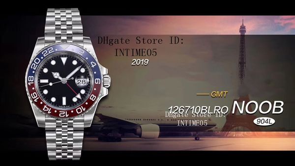 

baselworld noobf factory gmt ii 126710 pepsi 904l steel jubilee bracelet 40mm ceramic bezel cal.3285 movement automatic mens watches, Slivery;brown