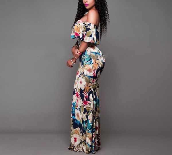 

woman dresses woman clothing women boho maxi dress summer off shoulder ruffled floral print backless long dresses feminine floor length, Black;gray