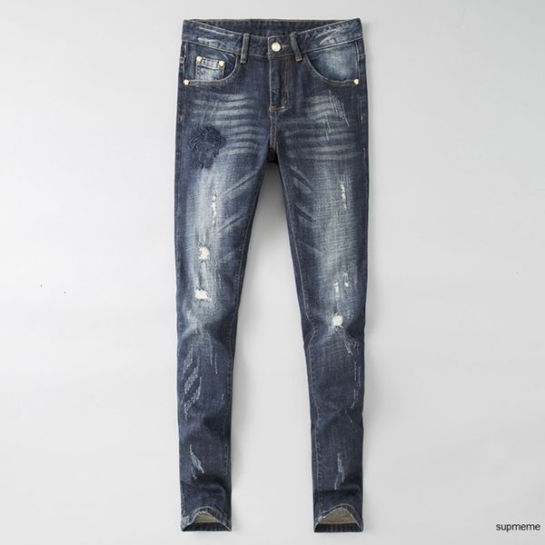 

fit new fashion men's wear original design men fashion jeans perfect quality trousers straight trousers embroideryov1a, Blue