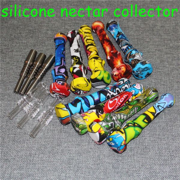 

New silicone Nectar Collector with Titanium Nail Tips Silicone Container Reclaimer Nectar Collector Kit for smoking tools silicone pipe