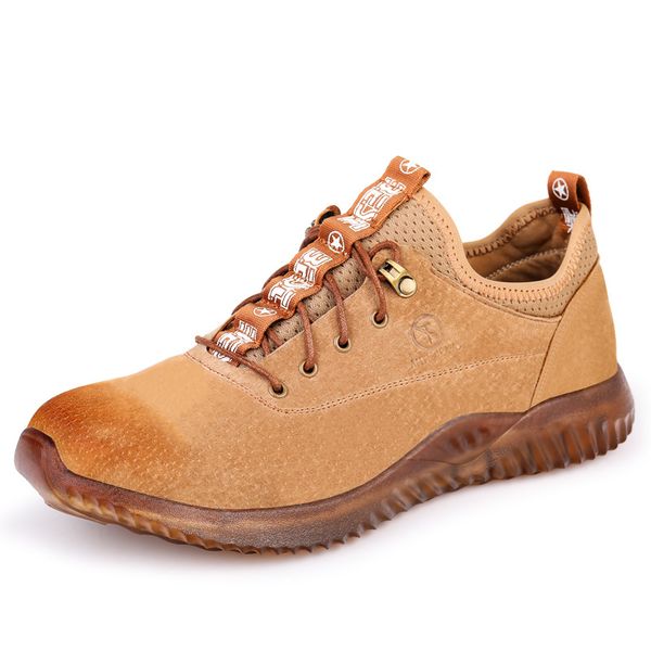 

men's fashion plus size steel toe cover work safety shoes anti-pierce construction site worker shoe soft leather security boots, Black