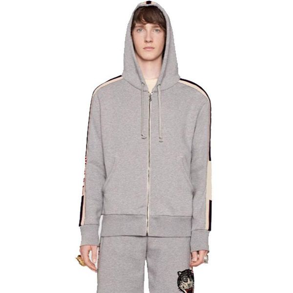 

19fw куртка с капюшоном толстовка костюм молния куртка с капюшоном animail вышивка брюки верхняя одежда брюки мужчины женщины уличная спорти, Gray