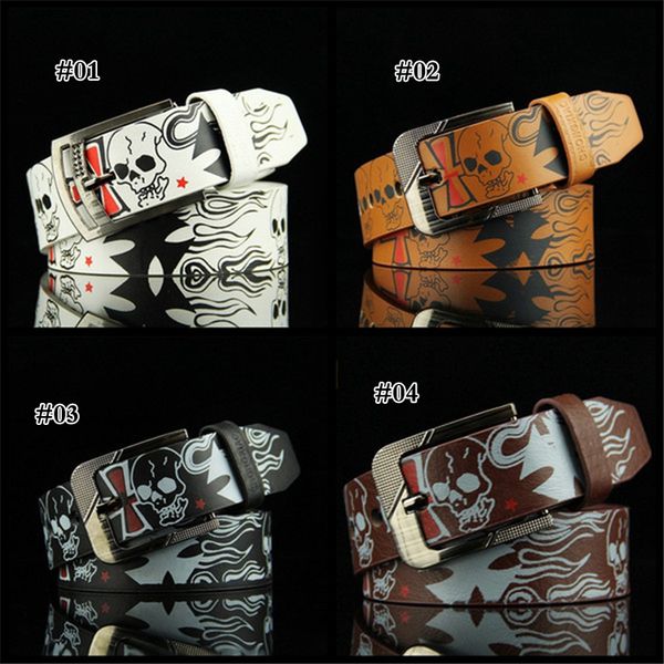 

men leather business belt fashion skull print belts classic luxury women party travel waistband festival gift wholesale zfj626, Black