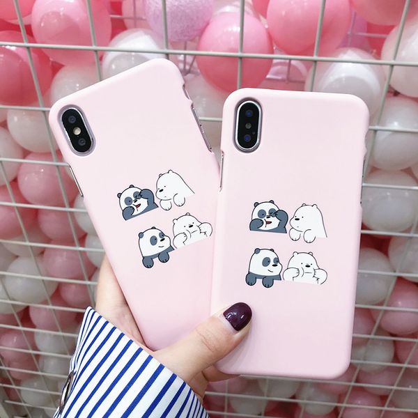 

cute baby panda bear pattern case for iphone x 8 8plus xr xs max pink phone case hard plastic back cover for iphone 6 6s 7 plus