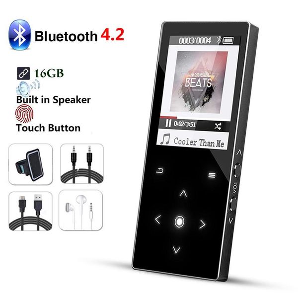 

new bluetooth4.2 mp3 player 16gb speaker portable lossless hifi sport metal music player touch button fm radio, voice recorder