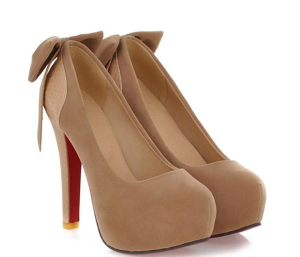 

2019 women's shoes in spring and autumn with new style high heel coarse heel round head waterproof table bowknot suede @2208, Black