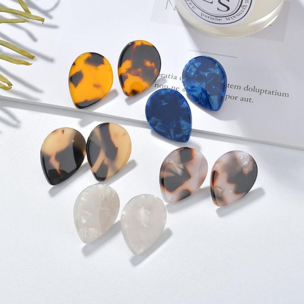 

mestilo 2020 colorful acrylic waterdrop small stud earrings for women girls statement resin leopard earrings jewelry accessories, Golden;silver