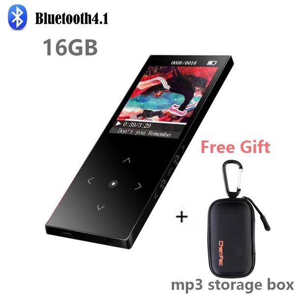 

16gb touch button bluetooth mp3 music player ultra thin color screen hi-fi sound walkman expandable up to 64gb + mp3 player case