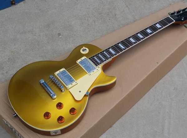 

бесплатная доставка завод customized горячие продаж электрической гитара с мерцающим золотым телом и белой накладкой, оригинальный neck, пре