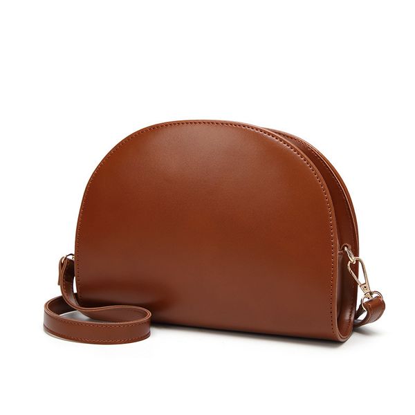 

women's bag oil wax leather shoulder semicircle cool women's bag single-shoulder