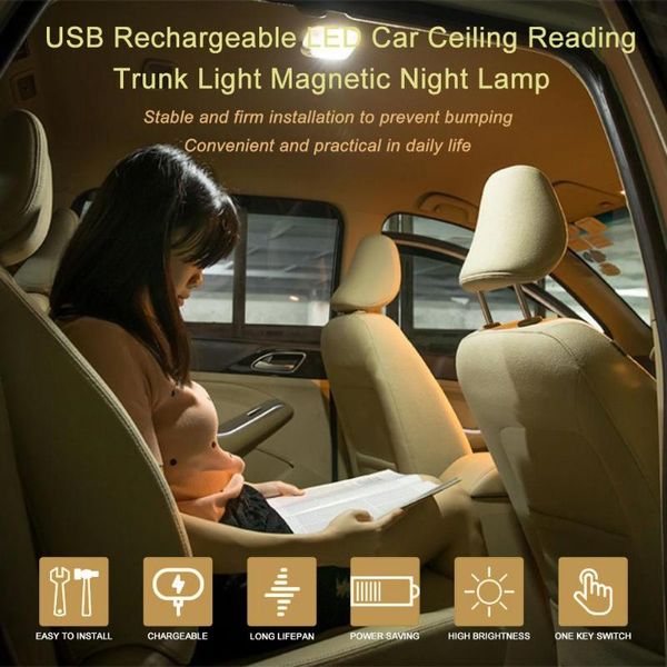 

universal car lights black beige gray usb rechargeable led car ceiling reading trunk light magnetic night lamp atmosphere lamp
