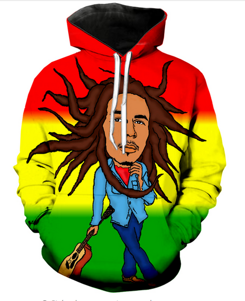

new fashion sweatshirt men / women 3d hoodies print bob marley slim stylish hooded hoodies lms07, Black