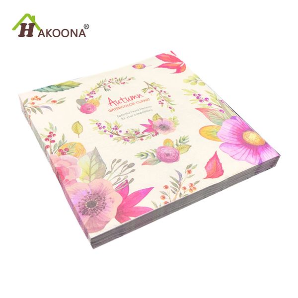 

table napkin hakoona 3 bags pink autumn beautiful paper napkins floral decoupage disposable wedding birthday party decoration